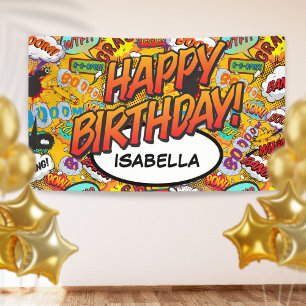 HAPPY BIRTHDAY Fun Retro Comic Pop Art Banner