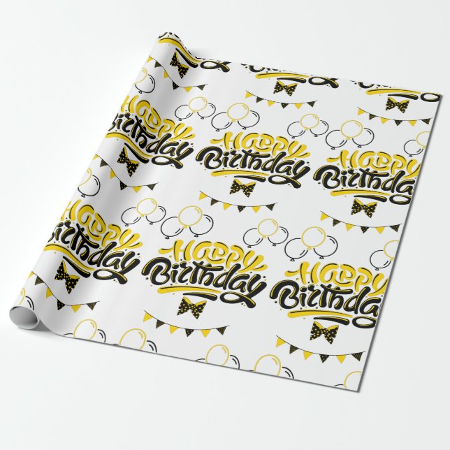 Happy Birthday Fun Wrapping Paper Geschenkpapier (Ungerollt)