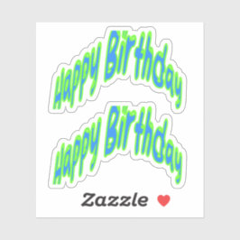 Happy Birthday Funky Text Blue/Green Aufkleber