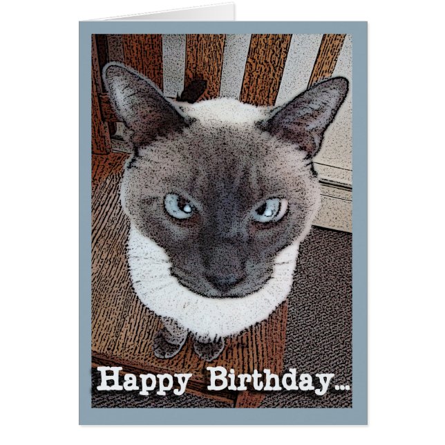 Happy Birthday Funny Big Head Siamese Katze (Vorne)