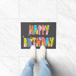 Happy Birthday Funny Cat Lover Bday Celebration Fußmatte