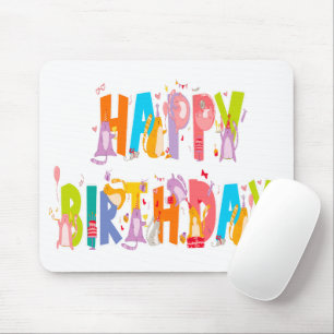 Happy Birthday Funny Cat Lover Bday Celebration Mousepad