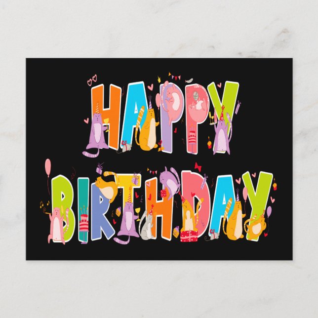 Happy Birthday Funny Cat Lover Bday Celebration Postkarte (Vorderseite)