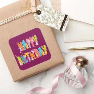 Happy Birthday Funny Cat Lover Bday Celebration Quadratischer Aufkleber