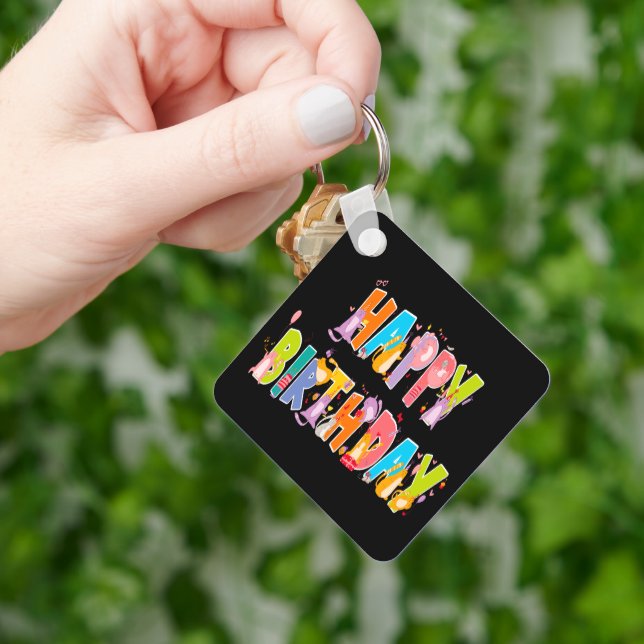 Happy Birthday Funny Cat Lover Bday Celebration Schlüsselanhänger (Hand)