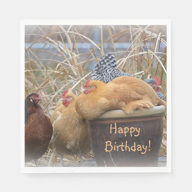 Happy Birthday Funny Chickens Serviette (Vorderseite)