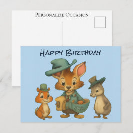 Happy Birthday Funny Cute Cartoon Animal Delivery  Feiertagspostkarte