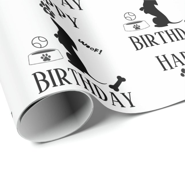 Happy Birthday Funny Dackel Wrapping Paper Geschenkpapier (Rolleneckpunkt)