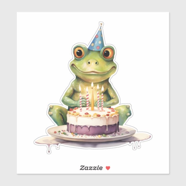 Happy Birthday Funny Frosch Aufkleber (Blatt)