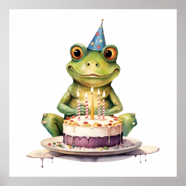 Happy Birthday Funny Frosch Poster (Vorne)