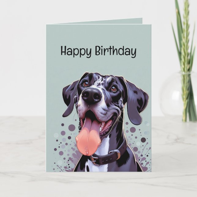 Happy Birthday Funny Great Dane Dog Karte (Vorderseite)