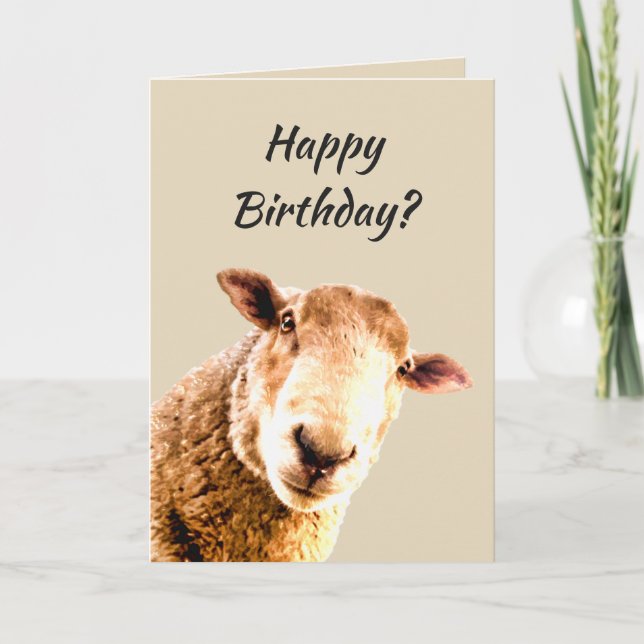 Happy Birthday Funny Sheep Animal Spaß Karte (Vorderseite)
