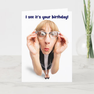 Happy Birthday Funny Woman in Brille Feiertagskarte