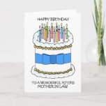 Happy Birthday Future Mother in Law Karte<br><div class="desc">Ein großer Cartoon-Kuchen mit einem blauen Bogen um ihn herum,  begleitet von dem Text "Glücklicher Geburtstag zu einer wunderbaren zukünftigen Mutter im Gesetz".</div>