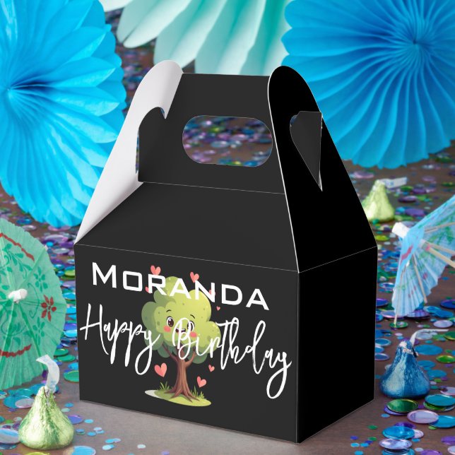 Happy Birthday Gable Favor Box Black Tree Hearts Geschenkschachtel (Party)