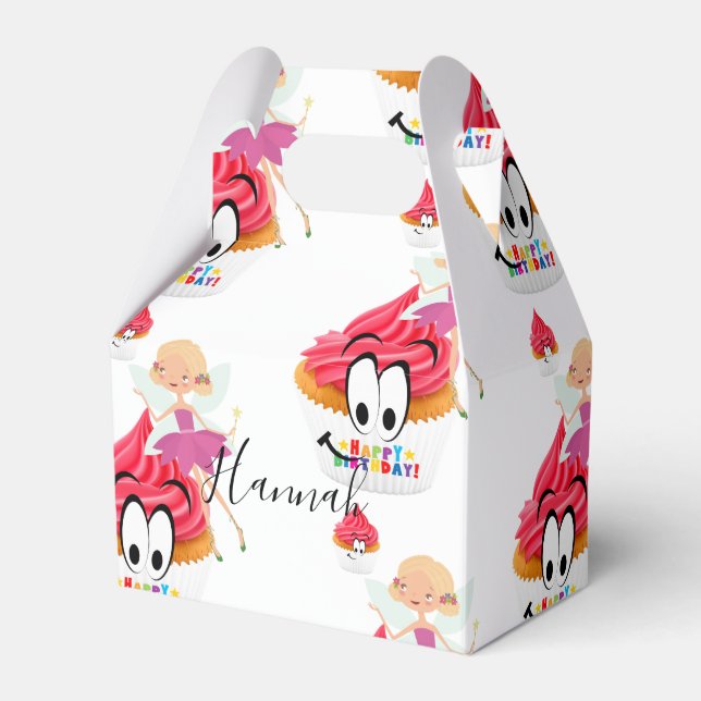 Happy Birthday Gable Favor Box Fairy Cupcake Geschenkschachtel (Vorderseite)