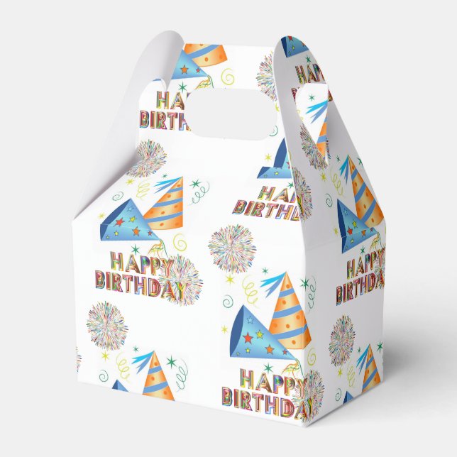 Happy Birthday Gable Favor Box Geschenkschachtel (Vorderseite)