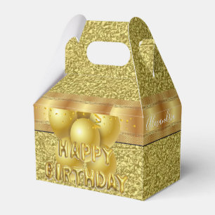 Happy Birthday Gable Favor Box Gold Geschenkschachtel