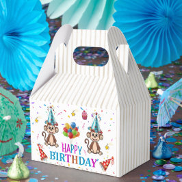 Happy Birthday Gable Favor Box Monkey Cupcake Geschenkschachtel