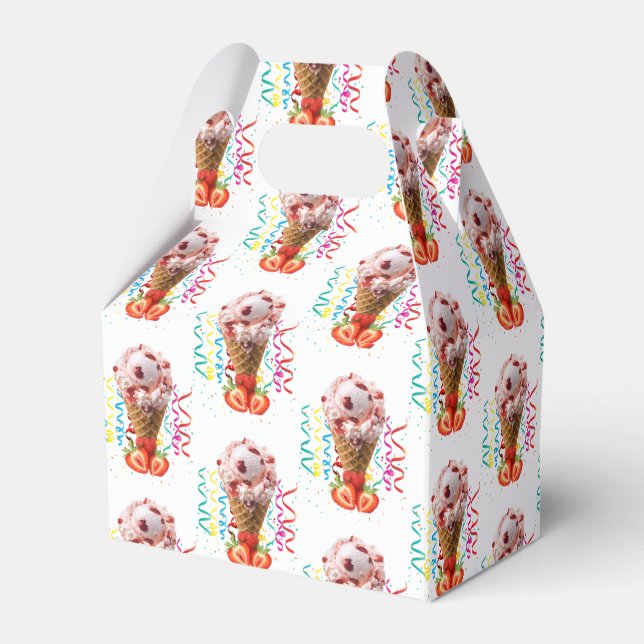 Happy Birthday Gable Favor Box Strawberry Geschenkschachtel (Rückseite)