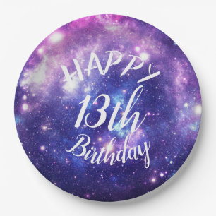 Happy Birthday Galaxy Stars Weltraumbahnhof Party Pappteller
