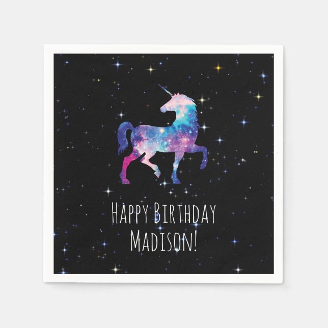 Happy Birthday Galaxy Unicorn Serviette (Vorderseite)