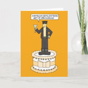 Happy Birthday Gay Dutch Man on Cake Cartoon Karte
