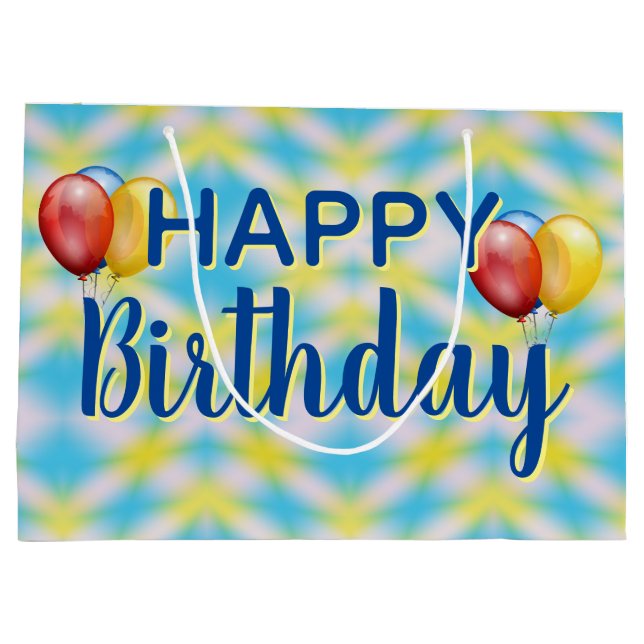 Happy Birthday Gefärbte Krawatte Wiederverwendbar Große Geschenktüte (Rückseite)