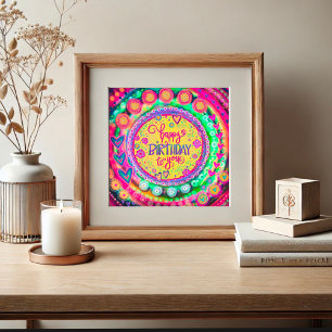 Happy Birthday Gelber Spaß farbenfrohe Inspirivity Poster