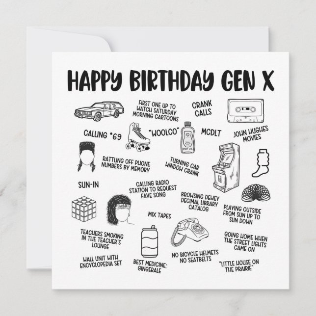 Happy Birthday Gen X Karte (Vorderseite)