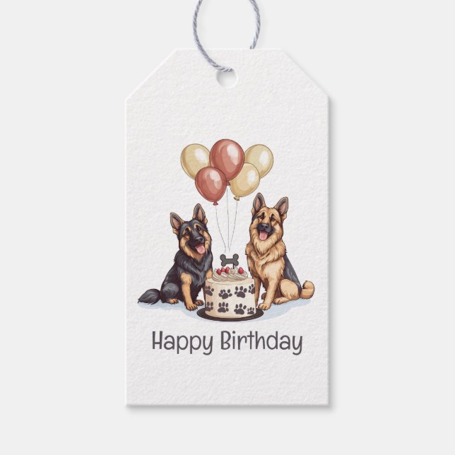 Happy Birthday German Shepherd Hunde Birthday Cake Geschenkanhänger (Vorderseite)