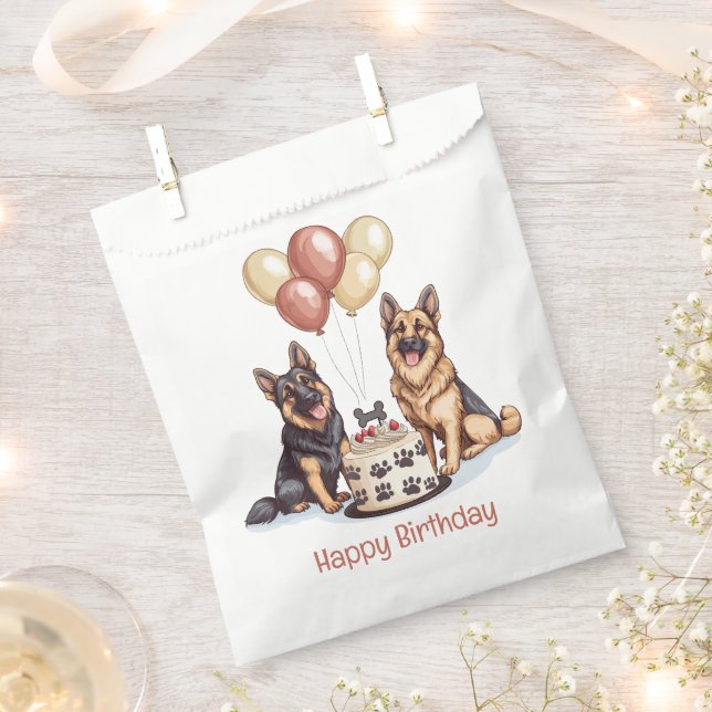 Happy Birthday German Shepherd Hunde Birthday Cake Geschenktütchen (Ausgeschnitten)