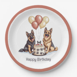 Happy Birthday German Shepherd Hunde Birthday Cake Pappteller