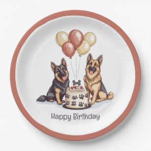 Happy Birthday German Shepherd Hunde Birthday Cake Pappteller