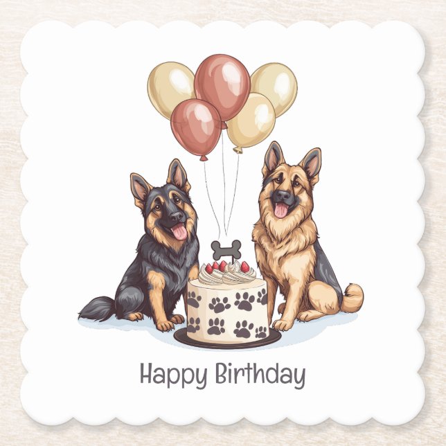 Happy Birthday German Shepherd Hunde Birthday Cake Untersetzer (Vorderseite)