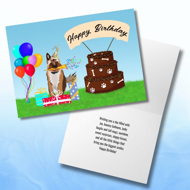 Happy Birthday German Shepherd with Cake Karte (Von Creator hochgeladen)