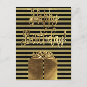 Happy Birthday Geschenk Schwarze Gold Typografie g Postkarte