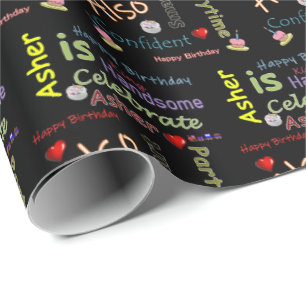 Happy Birthday Geschenk Wrapping Paper Asher Geschenkpapier