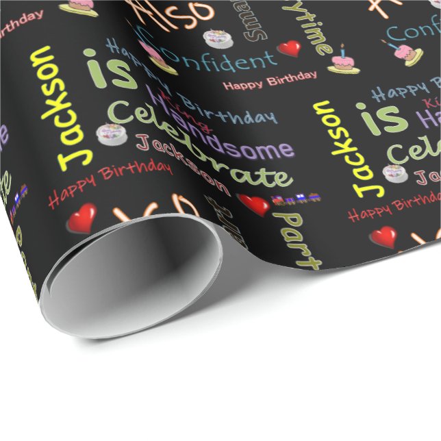 Happy Birthday Geschenk Wrapping Paper Jackson Geschenkpapier (Rolleneckpunkt)