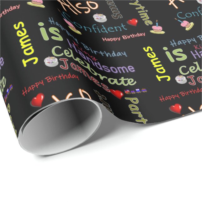 Happy Birthday Geschenk Wrapping Paper James Geschenkpapier (Rolleneckpunkt)