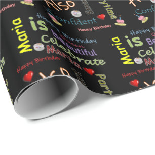 Happy Birthday Geschenk Wrapping Paper Maria Geschenkpapier
