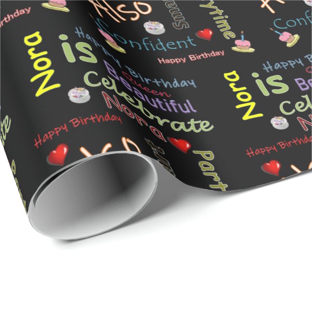 Happy Birthday Geschenk Wrapping Paper Nora Geschenkpapier (Rolleneckpunkt)