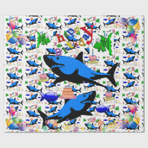 Happy Birthday Geschenk Wrapping Paper Shark Geschenkpapier