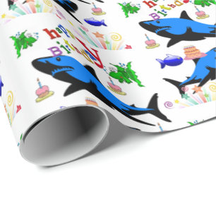 Happy Birthday Geschenk Wrapping Paper Shark Geschenkpapier