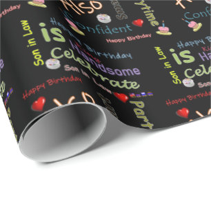 Happy Birthday Geschenk Wrapping Paper Son Law Geschenkpapier