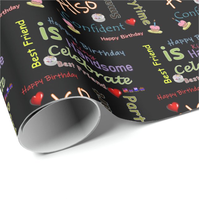 Happy Birthday Geschenk Wrapping Papier Bester Fre Geschenkpapier (Rolleneckpunkt)
