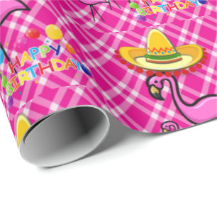 Happy Birthday Geschenk Wrapping Papier Flamingo Geschenkpapier