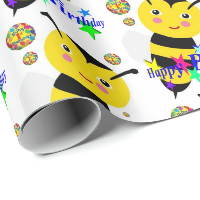 Happy Birthday Geschenk Wrapping Papier Hummel Geschenkpapier (Rolleneckpunkt)