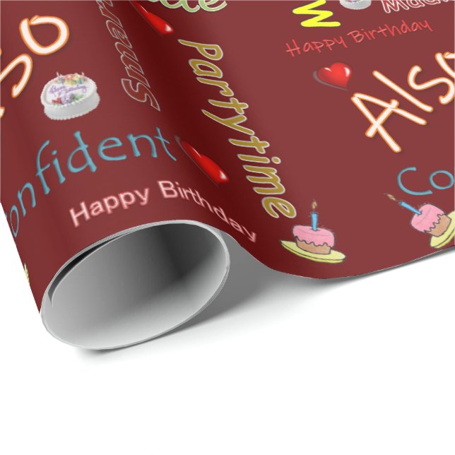 Happy Birthday Geschenk Wrapping Papier Madison Geschenkpapier (Rolleneckpunkt)