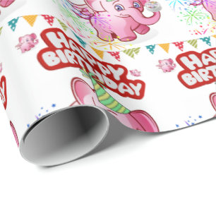 Happy Birthday Geschenk Wrapping Papier Pink Pig Geschenkpapier